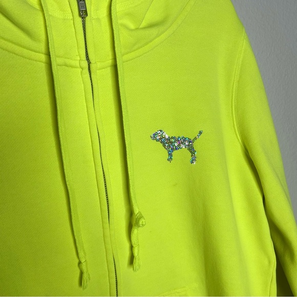 RARE PINK VICTORIA’S SECRET NEON OMBRÉ BLING FULL ZIP HOODIE - Picture 5 of 11